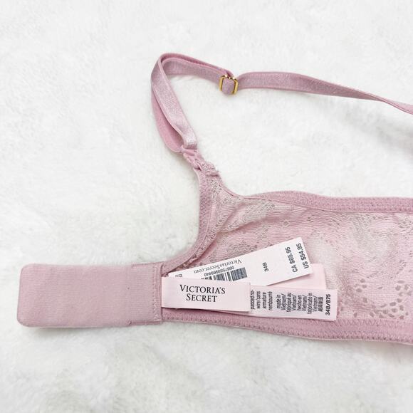 VICTORIA'S SECRET Dream Angels Pink Lace Wireless Push-Up Bra 34B NEW - Picture 7 of 8
